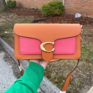 NWT Coach Tabby Shoulder Bag 26 Colorblock Crossbody Leather—Pink/Tan